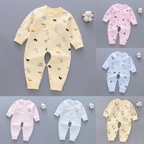 Newborn Baby Long Sleeve Jumpsuit Spring Autumn Pure Cotton Baby Pajamas Home Creeper Harvest Open Style Thin