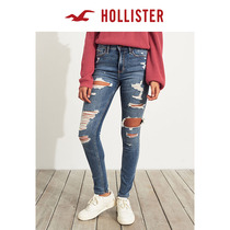 Hollister classic stretch high waist temperament double tight ripped jeans women 302749-1