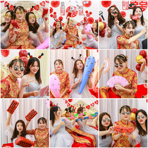 Wedding Wedding photo artifact props Creative flag best man group Sunglasses glasses fan Bridesmaid pick up the pro game