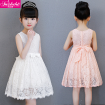Girls white lace children little girl foreign summer summer dress Princess dress dress cotton silk thin