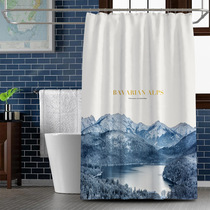 Cai Mei new Chinese style polyester landscape painting door curtain thickened partition curtain mildew-proof bathroom ink wind shower room shower curtain