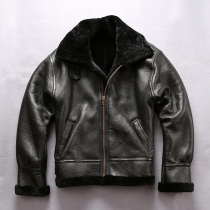AVFLY sheepskin plus size jacket B3 flying suit fur one mens large lapel leather jacket jacket