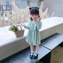 Girl Dress Autumn dress 2021 new foreign atmosphere baby baby Princess lattice dress children long sleeve skirt tide