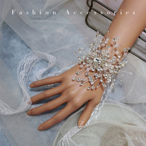 Handmade European high-end luxury wedding wine banquet rhinestones shining bridal wrist flower stage table performance bracelet