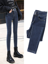 High waist jeans womens autumn 2021 new elastic slim thin leg pants tight womens fashion pencil pants