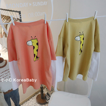 Pure cotton long - sleeved color color T - shirt Korean baby dress 2022 new boy and girl baby hit a blouse