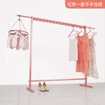Drying rack floor telescopic indoor household aluminum alloy single pole cold hanger balcony mobile hanging hanger windproof hole