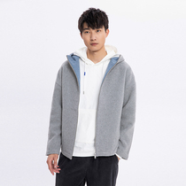 NOME Menswear New Zipper Contrast Hooded Coat Tide Workers Joker Thickened Mens MLCC0021