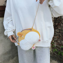 Corgi ass bag Ass bag Cute oblique cross plush coin purse girl wallet Fanny pack Small cute girl furry