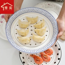 Creative ceramic double-layer dumpling plate household multifunctional drain plate fruit plate stir-fry dish dish dish deep plate oil plate