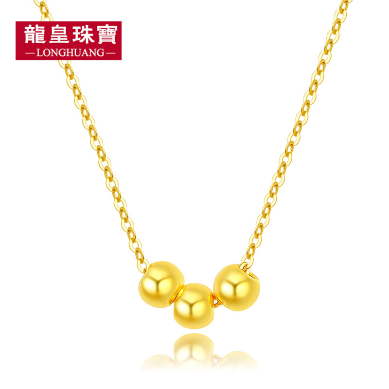 Gold set chain gold necklace pendant 999 gold transfer beads gold o-chain collarbone chain Female models
