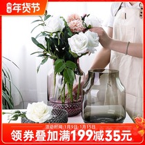 Nordic stained glass vase gray flower Ware home furnishings living room bedroom decoration accessories creative vase