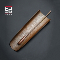 Yi Ji Japanese handmade copper tea Zen tea spoon Teaspoon tea shovel Retro pure copper tea lotus tea dial tea set accessories