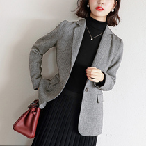 JOLIMENT herringbone pattern one button slim suit jacket women 2020 autumn and winter New straight wool suit