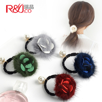 Korean simple hair Hairband ins Wind cute Net red hair plush candy color hair rope headwear leather band hair accessories women