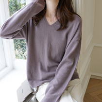 (Limited time 8fold) high-end 30 cashmere base v-neck soft glutinous sweater D1216