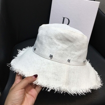 Japanese white elegant fishermans hat woman Holiday out of the sun hat Summer seaside sunscreen Mao side straw hat 100 lap