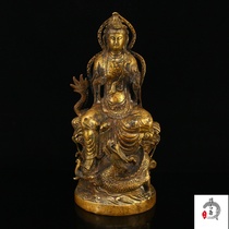 Folk collection of old copper gilt gold to create auspicious dragon Guanyin bronze ornaments