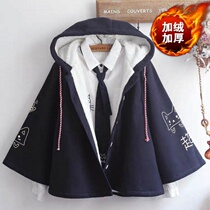 Plus velvet thickened men and women with the same winter Nizi plus velvet padded coat students cute Japanese women