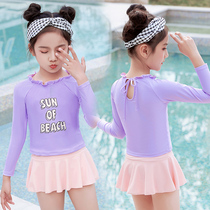 Childrens swimsuit female girl hot spring long sleeve sunscreen Princess cute split baby girl swimsuit Korean version