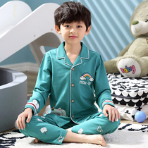 Childrens Pajamas Boy Pure Cotton Long Sleeve Spring Autumn Boy CUHK Boy Toddler Baby Home Conserved Autumn Suit Cardiovert