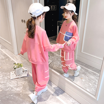 Next win Girls' Sports Suit 2021 Spring and Autumn Children's Leisure Joker Reflective Strip Suit Foreign Style