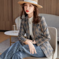 Plaid small blazer women Korean version 2021 new spring and autumn English style casual small man small suit jacket