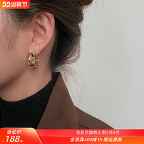Earrings Retro Temperament European and American High Sensation Port Wind Herben Women Circle High-end Pure Silver Anti-Allergy 2022 New