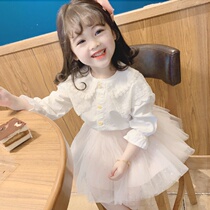 Childrens Clothing Spring New Children Foreign Air Lace Princess Shirt Girl Han Edition Big Turns Shirt Jacket Short Skirt