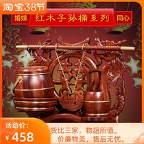 Red Wood Solid Wood Children And Grandchildren Bucket Pendulum Pieces Red Acid Branches Carved Flowers And Grandchildren Treasure Bucket Three Sets Wedding Celebration Supplies