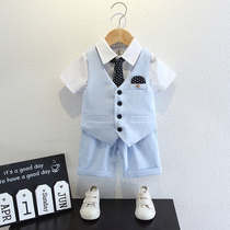 Childrens suit suit suit boy handsome British summer short sleeve flower girl dress baby dress boy summer dress