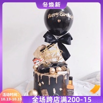 Net red male god birthday cake decoration ornaments Lamborghini sports car black boy birthday balloon card