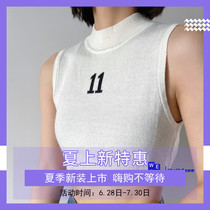 Overpass welldone embroidery sleeveless knitted harness vest woman we11done hit bottom lap high collar spring summer