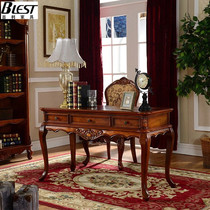 American solid wood desk Computer desk Household retro small desk European style Student writing desk with drawer Calligraphy and painting table