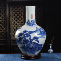 Jingdezhen ceramics hand-painted blue and white vase ornaments creative home decoration living room inserted dry vase retro ornaments