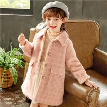 girls' thick woolen coat autumn winter Korean style thickening mid-length princess fashion children's woolen coat