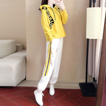Europe station spring and autumn season leisure sports suit women 2021 new Korean version loose fashion long-sleeved sweater two-piece set