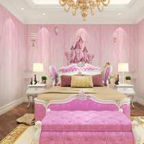 Waterproof and anti-fouling childrens room seamless wall cloth pink princess room girl bedroom background Wall Wall castle mural