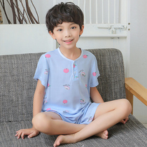 Childrens clothing Boys  home clothes 2021 summer new foreign style suit Middle and large childrens summer clothes casual air conditioning clothes two-piece set