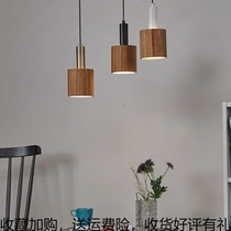 Nordic style wooden bedroom bedside lamp designer high-end table restaurant creative personality retro imitation copper chandelier