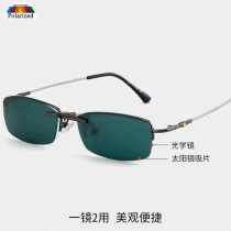 Titanium alloy fold continuous men myopia sun glasses magnet polarized day and night myopia mirror polarized myopia mirror 577