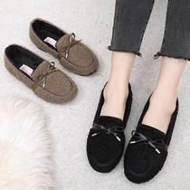 Old Beijing cloth shoes womens cotton shoes autumn and winter thick soled Bean shoes pregnant women soft bottom plus velvet warm lazy wool shoes outside wear