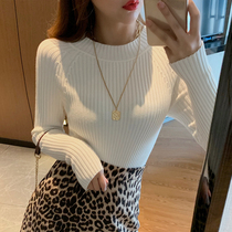 Knit women autumn and winter New Wild slim long sleeve Korean base shirt black tight pullover sweater simple tide