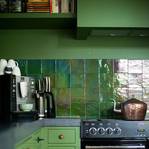 Fish love sugar illusion handmade small square tiles Nordic green bathroom kitchen tile personality restaurant glazed wall tiles