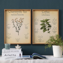 American pastoral retro solid wood plant notes decorative painting living room dining room study simple bedside mural hanging