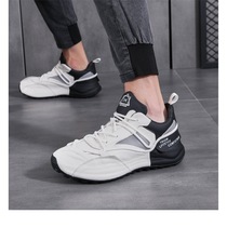 Mens shoes autumn and winter 2021 new daddy toe layer leather sneakers European goods casual shoes thick-soled mens shoes