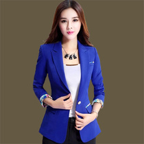 2021 Spring and Autumn New Fashion Temperament Royal Blue Small Suit Womens Coat Long Sleeve Host Mirror Suit Top