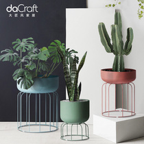 Big craftsman wind Nordic style creative simple decoration personality color simulation succulent plant iron frame flower pot