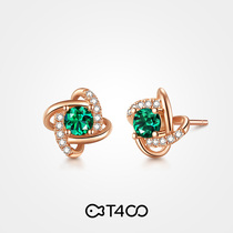 T400 Emerald sterling silver earrings female 2021 new rose gold classic light luxury niche birthday gift