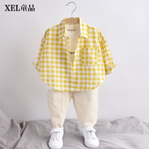 Boys plaid shirt Western style summer thin top Spring new childrens clothing baby cotton shirt jacket tide